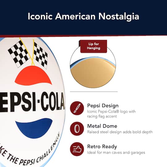 American Art Decor 15" Pepsi Logo Dome Metal Wall Art Sign